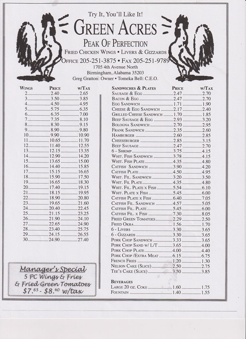 GREEN ACRES NOVEMBER 2019 NEW PRICES MEN
